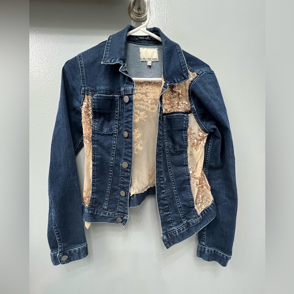Calvin Klein jeans denim and lace jacket size small